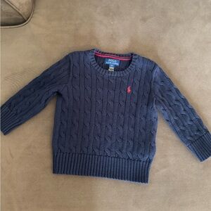 Polo by Ralph Lauren Blue Crewneck Sweater with Cable Knit